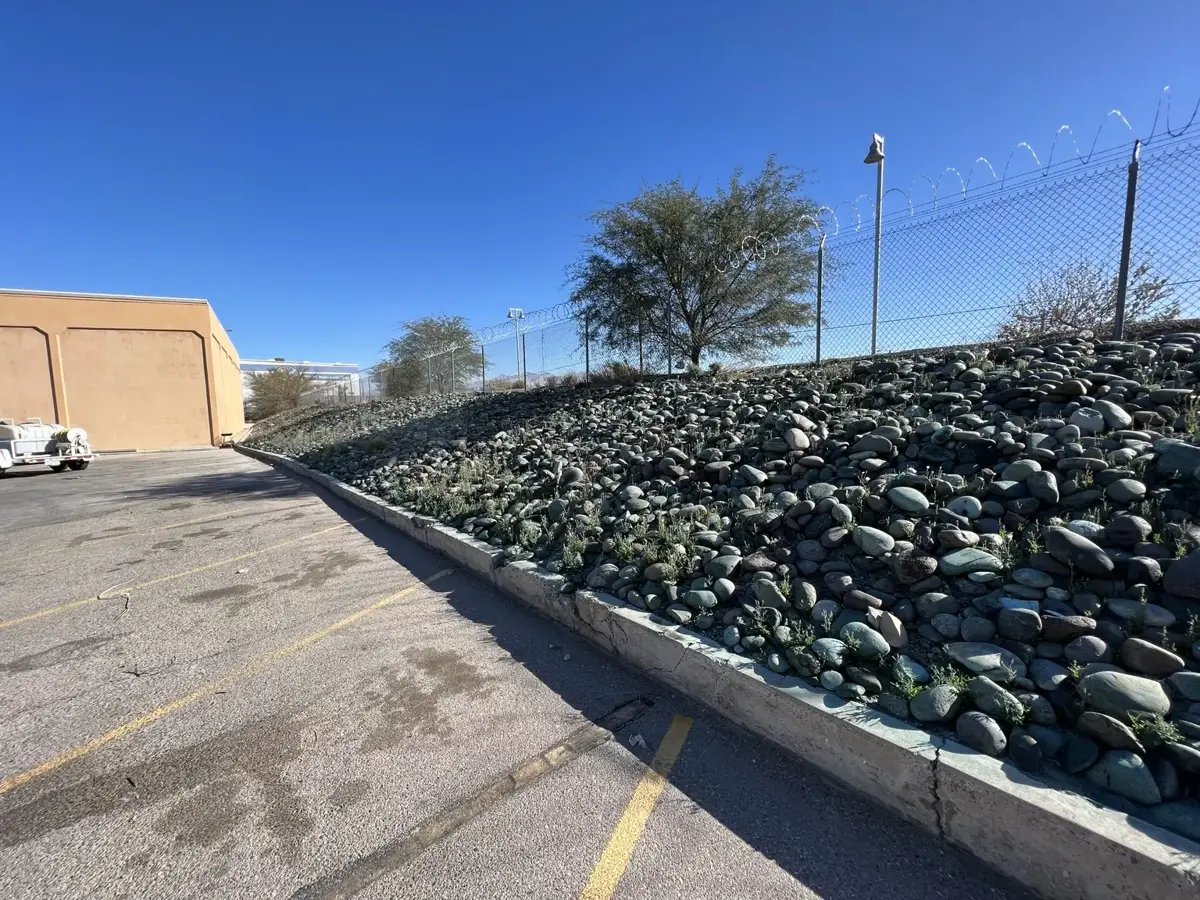 Commercial property gravel treatment area
