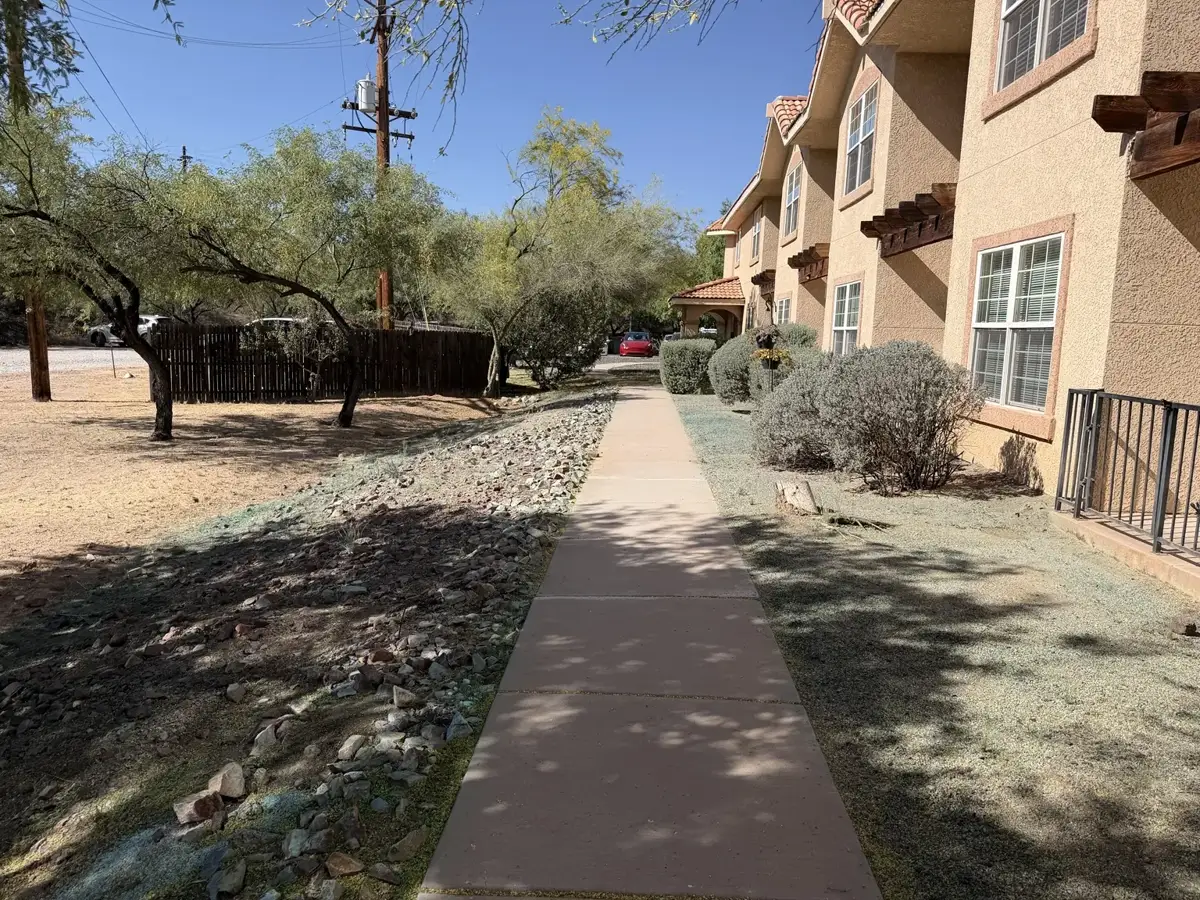 Assisted living community landscape and pedestrian path